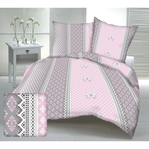 Pościel z Tkaniny Bawełniałej Kokarda na Różu